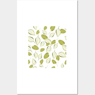 Green leaves pattern Posters and Art